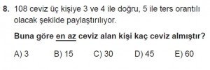 9. Sınıf Matematik kazanım Test 7 soru8