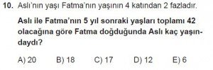 9. Sınıf Matematik kazanım Test 8 soru10
