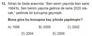 9. Sınıf Matematik kazanım Test 8 soru12
