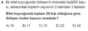 9. Sınıf Matematik kazanım Test 8 soru4