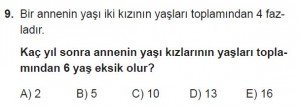 9. Sınıf Matematik kazanım Test 8 soru9