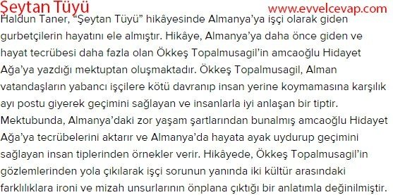 Haldun Taner'in Bir Hikayesinin Özeti
