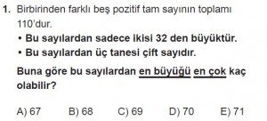 Mezun Matematik kazanım Test 1 soru 1