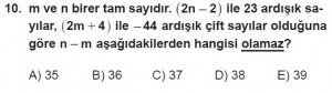 Mezun Matematik kazanım Test 1 soru 10