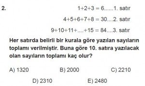 Mezun Matematik kazanım Test 1 soru 2