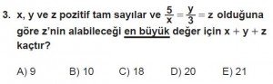 Mezun Matematik kazanım Test 1 soru 3