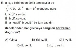 Mezun Matematik kazanım Test 1 soru 5