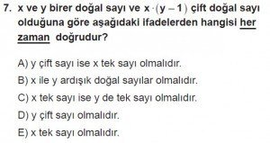 Mezun Matematik kazanım Test 1 soru 7