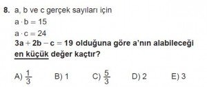 Mezun Matematik kazanım Test 1 soru 8