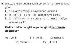 Mezun Matematik kazanım Test 1 soru 9