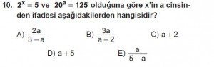 Mezun Matematik kazanım Test 10 soru 10