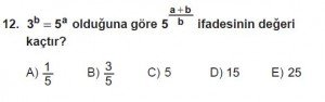 Mezun Matematik kazanım Test 10 soru 12