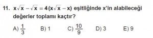 Mezun Matematik kazanım Test 11 soru 11