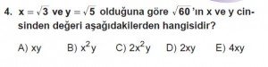 Mezun Matematik kazanım Test 11 soru 4