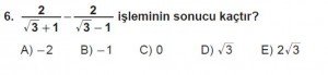 Mezun Matematik kazanım Test 11 soru 6