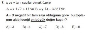 Mezun Matematik kazanım Test 11 soru 7