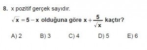 Mezun Matematik kazanım Test 11 soru 8