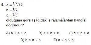 Mezun Matematik kazanım Test 11 soru 9
