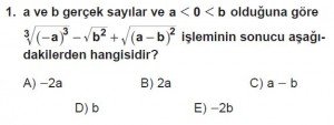 Mezun Matematik kazanım Test 12 soru 1
