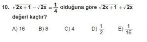 Mezun Matematik kazanım Test 12 soru 10