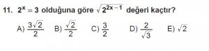 Mezun Matematik kazanım Test 12 soru 11