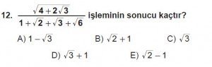 Mezun Matematik kazanım Test 12 soru 12