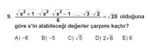 Mezun Matematik kazanım Test 12 soru 9
