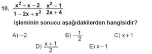 Mezun Matematik kazanım Test 13 soru 10