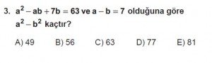 Mezun Matematik kazanım Test 13 soru 3
