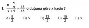 Mezun Matematik kazanım Test 14 soru 1