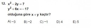 Mezun Matematik kazanım Test 14 soru 12