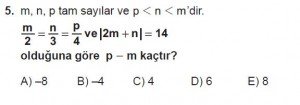 Mezun Matematik kazanım Test 15 soru 5