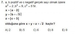 Mezun Matematik kazanım Test 15 soru 7