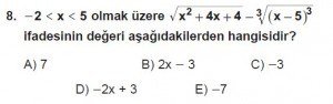 Mezun Matematik kazanım Test 15 soru 8