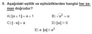 Mezun Matematik kazanım Test 15 soru 9