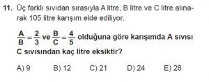 Mezun Matematik kazanım Test 16 soru 11
