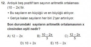 Mezun Matematik kazanım Test 16 soru 12