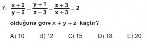 Mezun Matematik kazanım Test 16 soru 7
