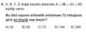 Mezun Matematik kazanım Test 16 soru 8