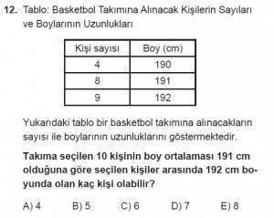 Mezun Matematik kazanım Test 17 soru 12
