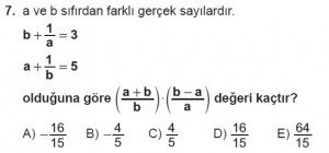 Mezun Matematik kazanım Test 17 soru 7