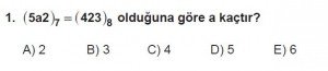 Mezun Matematik kazanım Test 2 soru 1