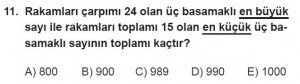 Mezun Matematik kazanım Test 2 soru 11