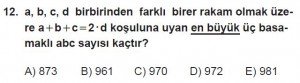 Mezun Matematik kazanım Test 2 soru 12