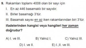 Mezun Matematik kazanım Test 2 soru 9