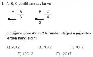 Mezun Matematik kazanım Test 3 soru 1