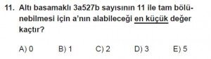 Mezun Matematik kazanım Test 3 soru 11