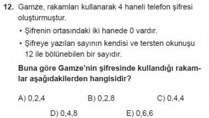Mezun Matematik kazanım Test 3 soru 12