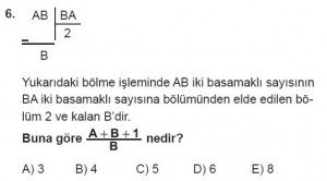 Mezun Matematik kazanım Test 3 soru 6