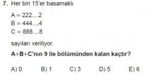 Mezun Matematik kazanım Test 3 soru 7